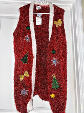 Red & Silver Holiday Cardigan